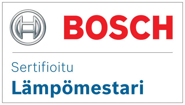 Bosch Sertifioitu Lämpömestari -logo – sertifioitu Bosch-lämpöpumppuasentaja